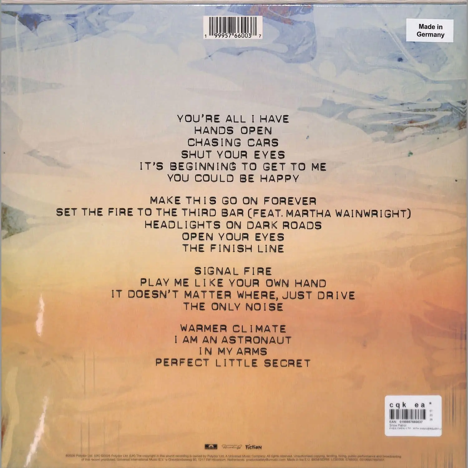 SNOW PATROL - Eyes Open (cream)