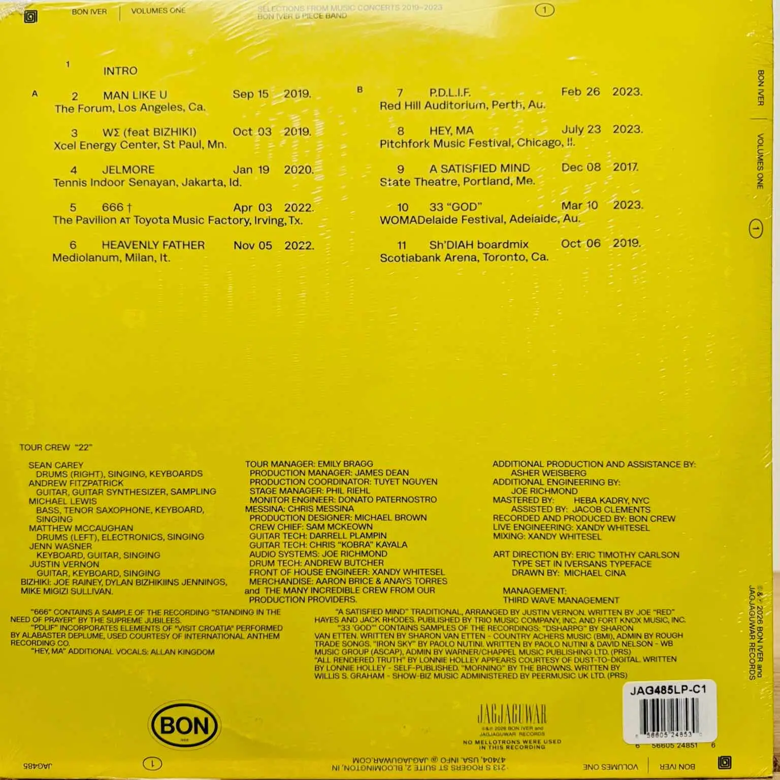 BON IVER - Volumes One: Selections From Music Concerts 2019-2023, Bon Iver 6 Piece Band (yellow) BON IVER - Volumes One: Selections From Music Concerts 2019-2023, Bon Iver 6 Piece Band (yellow)