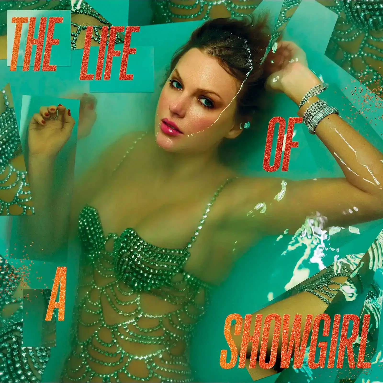 TAYLOR SWIFT - The Life Of A Showgirl (orange translucent with gold glitter)