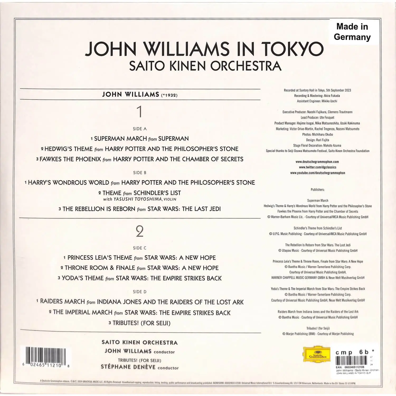 JOHN WILLIAMS & SAITO KINEN ORCHESTRA & STÉPHANE DENÈVE - John Williams In Tokyo JOHN WILLIAMS & SAITO KINEN ORCHESTRA & STÉPHANE DENÈVE - John Williams In Tokyo