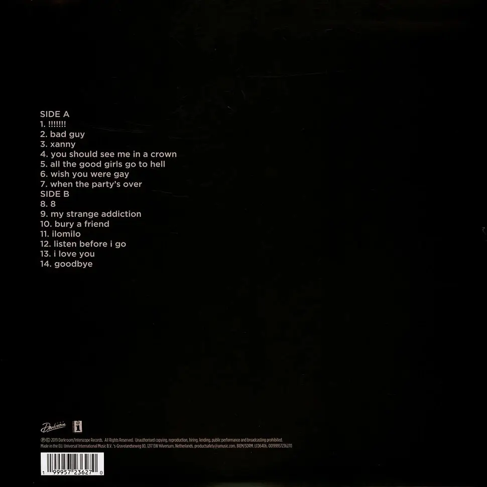 BILLIE EILISH - When We All Fall Asleep, Where Do We Go? (baby blue) BILLIE EILISH - When We All Fall Asleep, Where Do We Go? (baby blue)