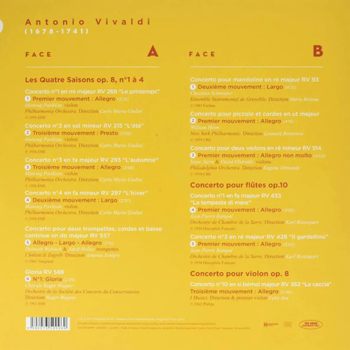VIVALDI ANTONIO - The Masterpieces Of Antonio Vivaldi