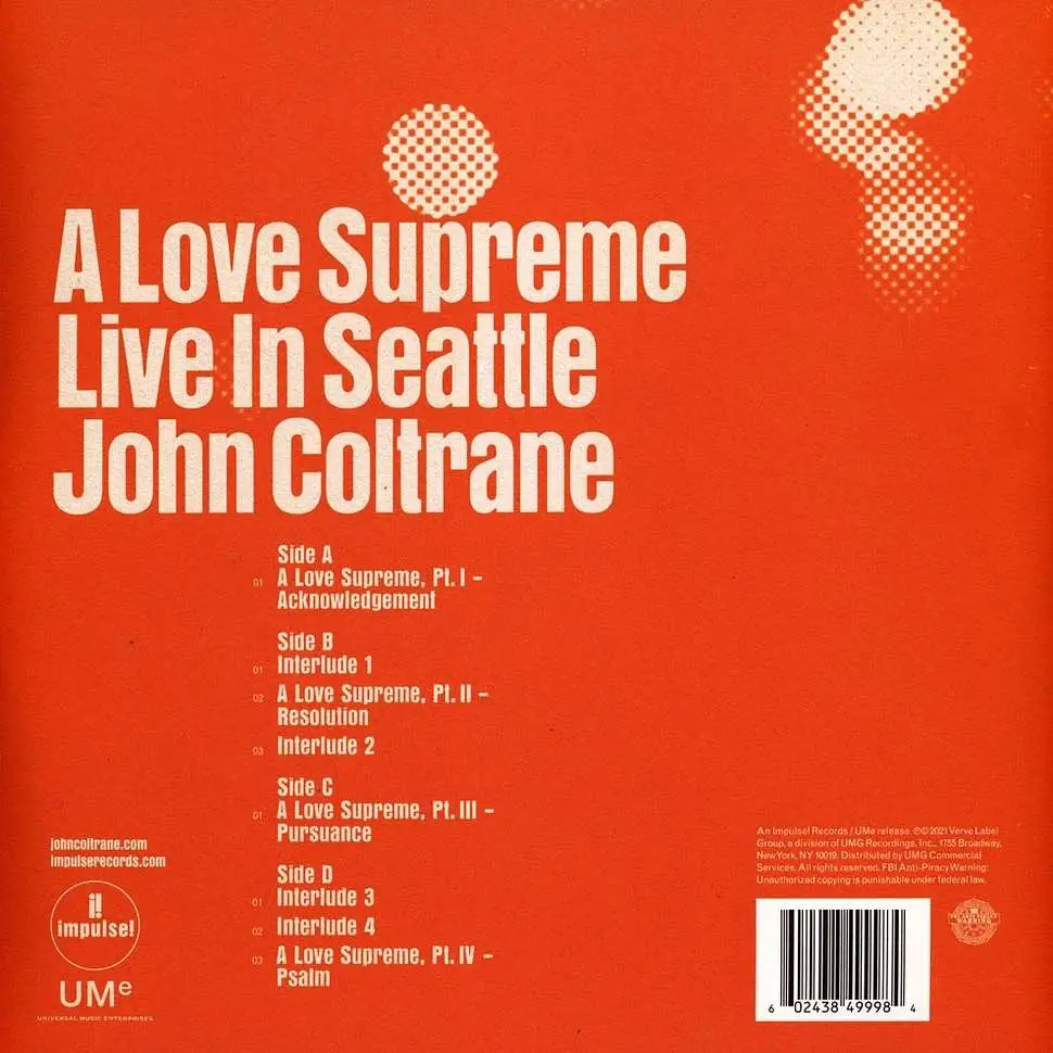 JOHN COLTRANE - A Love Supreme: Live In Seattle (2LP)