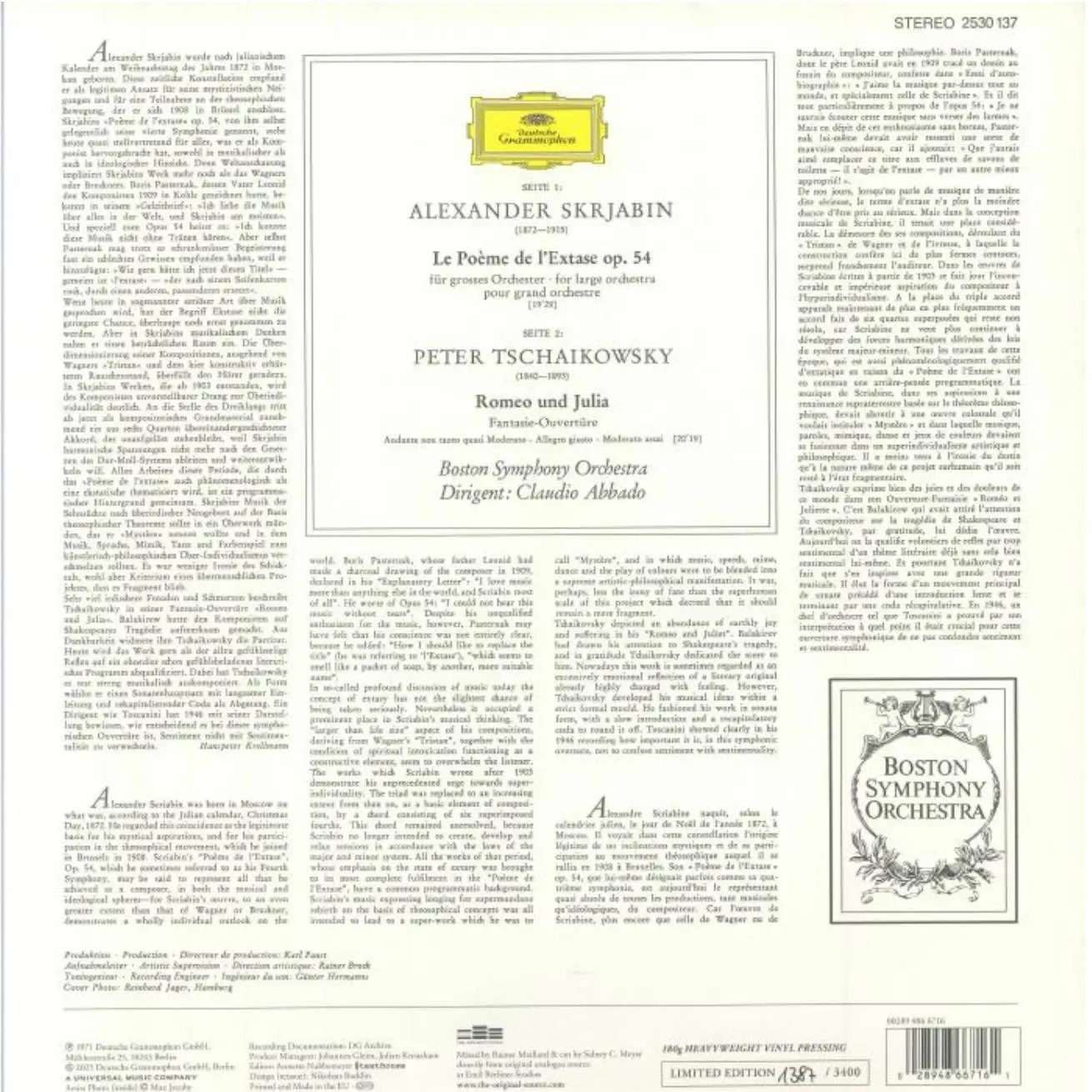 СКРЯБИН А.Н., ЧАЙКОВСКИЙ П.И. - Поэтма Экстаза, Ромео и Джульетта СКРЯБИН А.Н., ЧАЙКОВСКИЙ П.И. - Поэтма Экстаза, Ромео и Джульетта